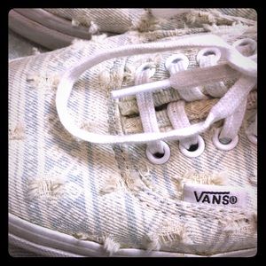 Pre-tattered vans.Off-white and light blue/green🐠